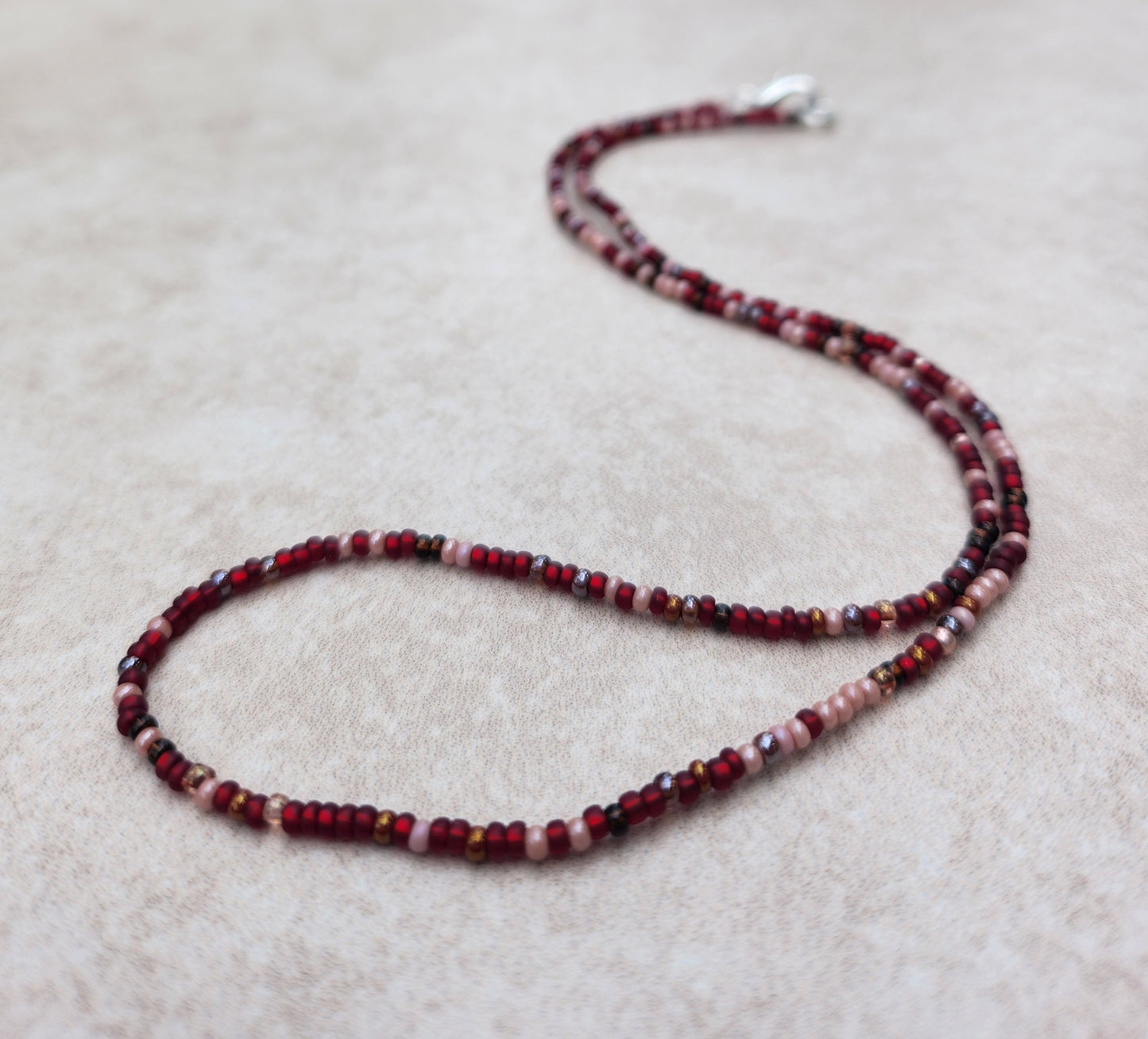 11/0 Chocolate Rose necklace tiny seed bead necklace