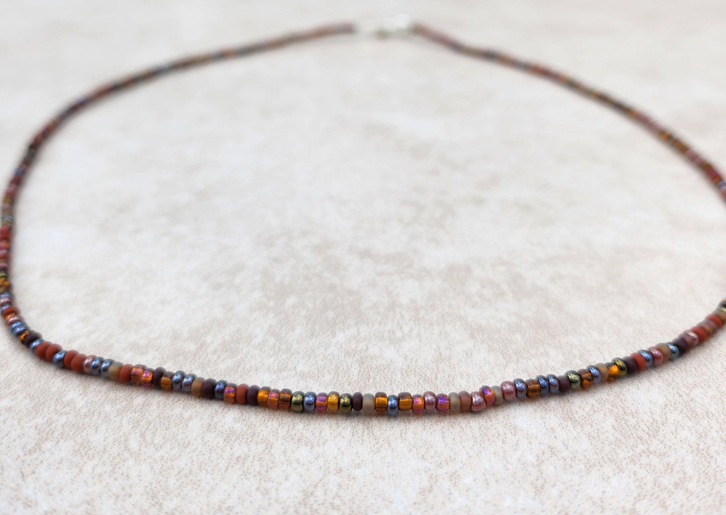 11/0 Earth Tones necklace tiny seed bead necklace