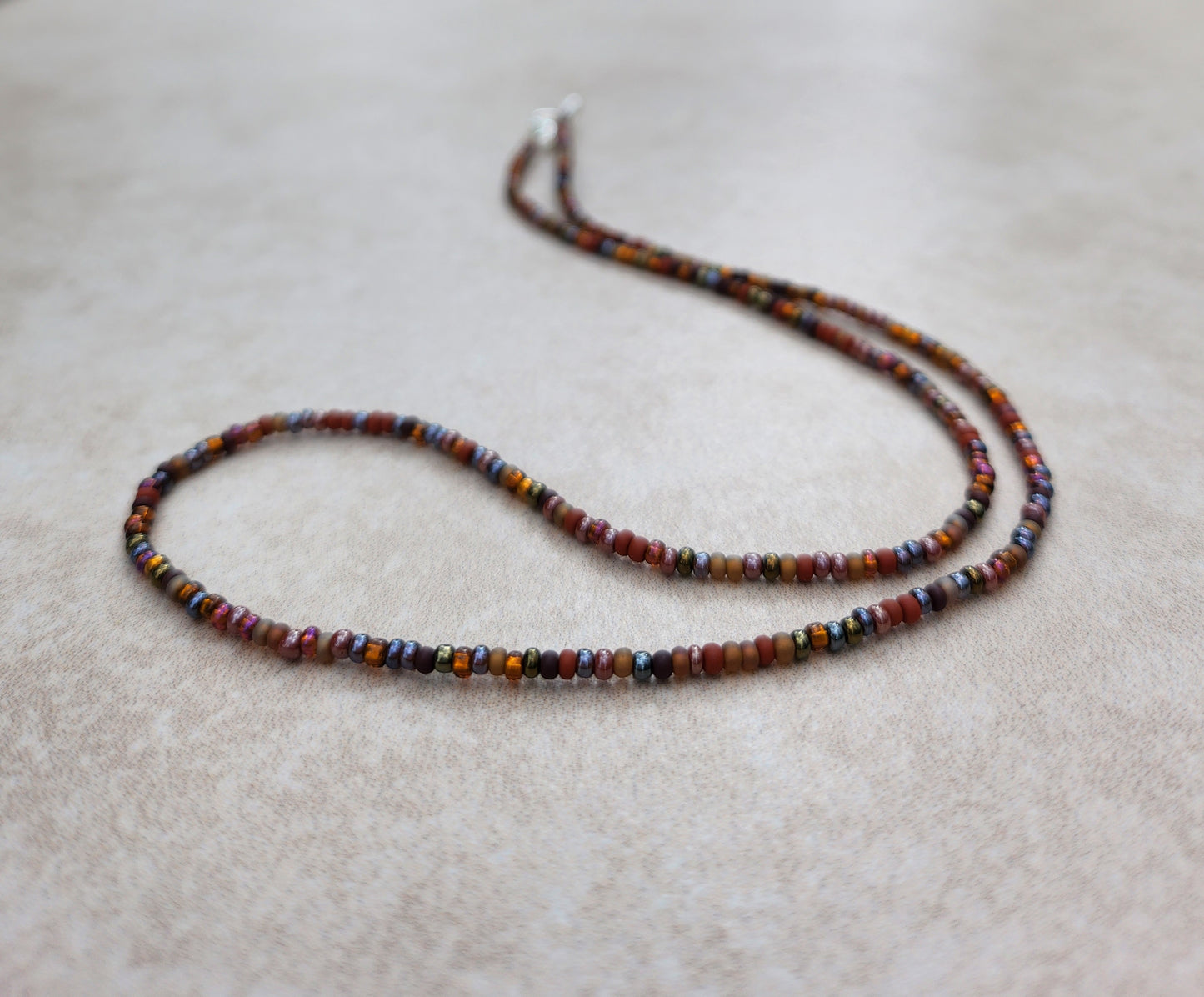 11/0 Earth Tones necklace tiny seed bead necklace