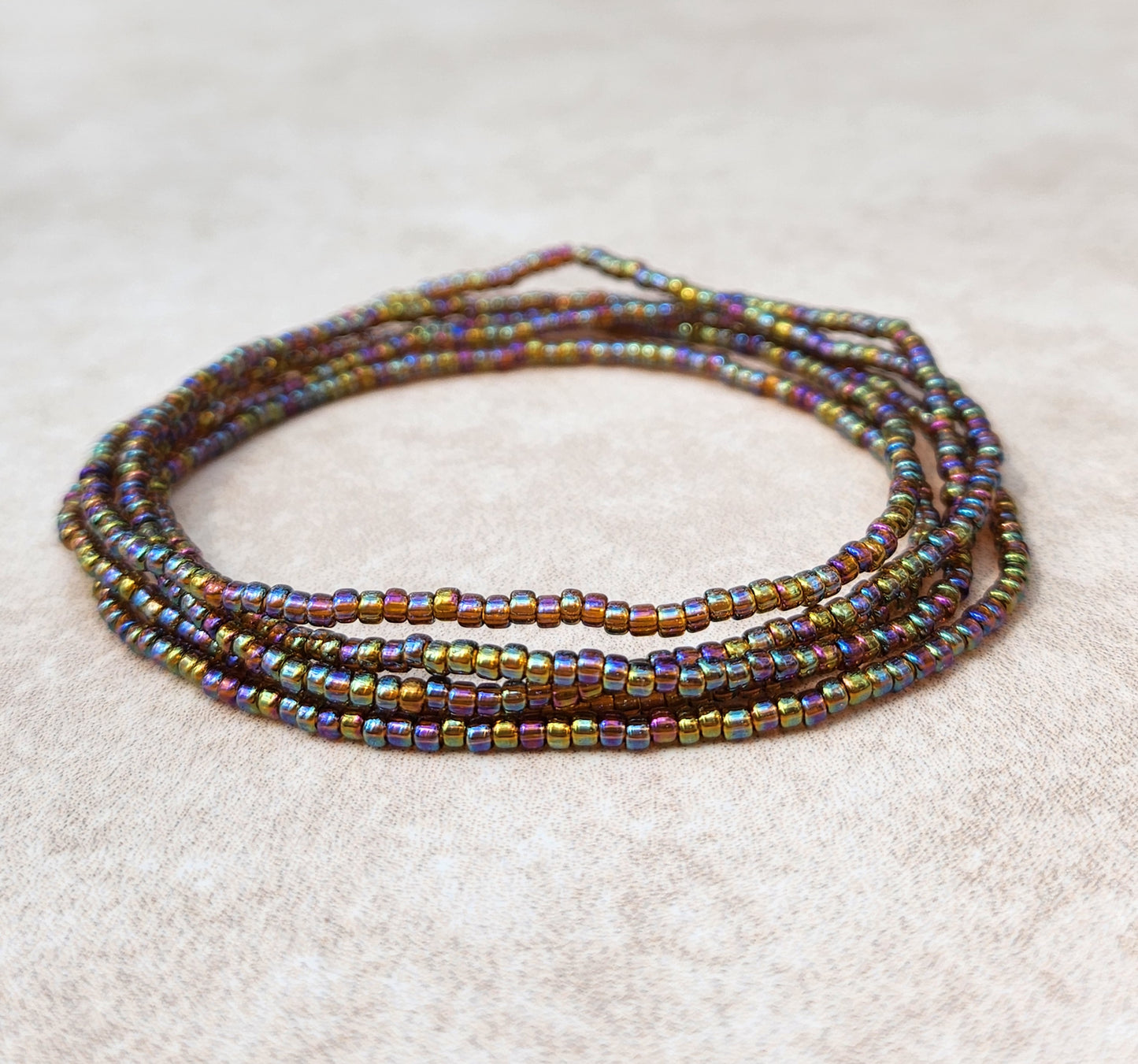 11/0 -WRAP- 36 inch Transparent Light Brown AB Tiny Seed bead wrap bracelet