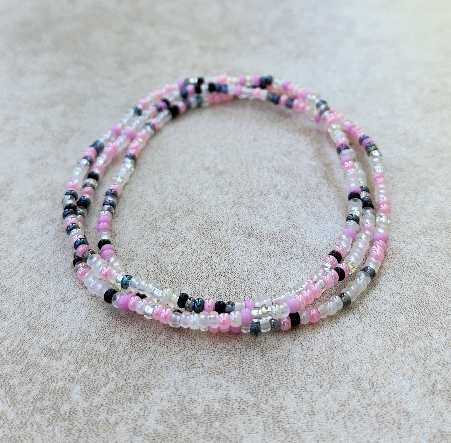 11/0 Set of 3 Delicate Bouquet tiny stretch stackable seed bead bracelets, dainty soft tone blend stretch seed bead bracelets