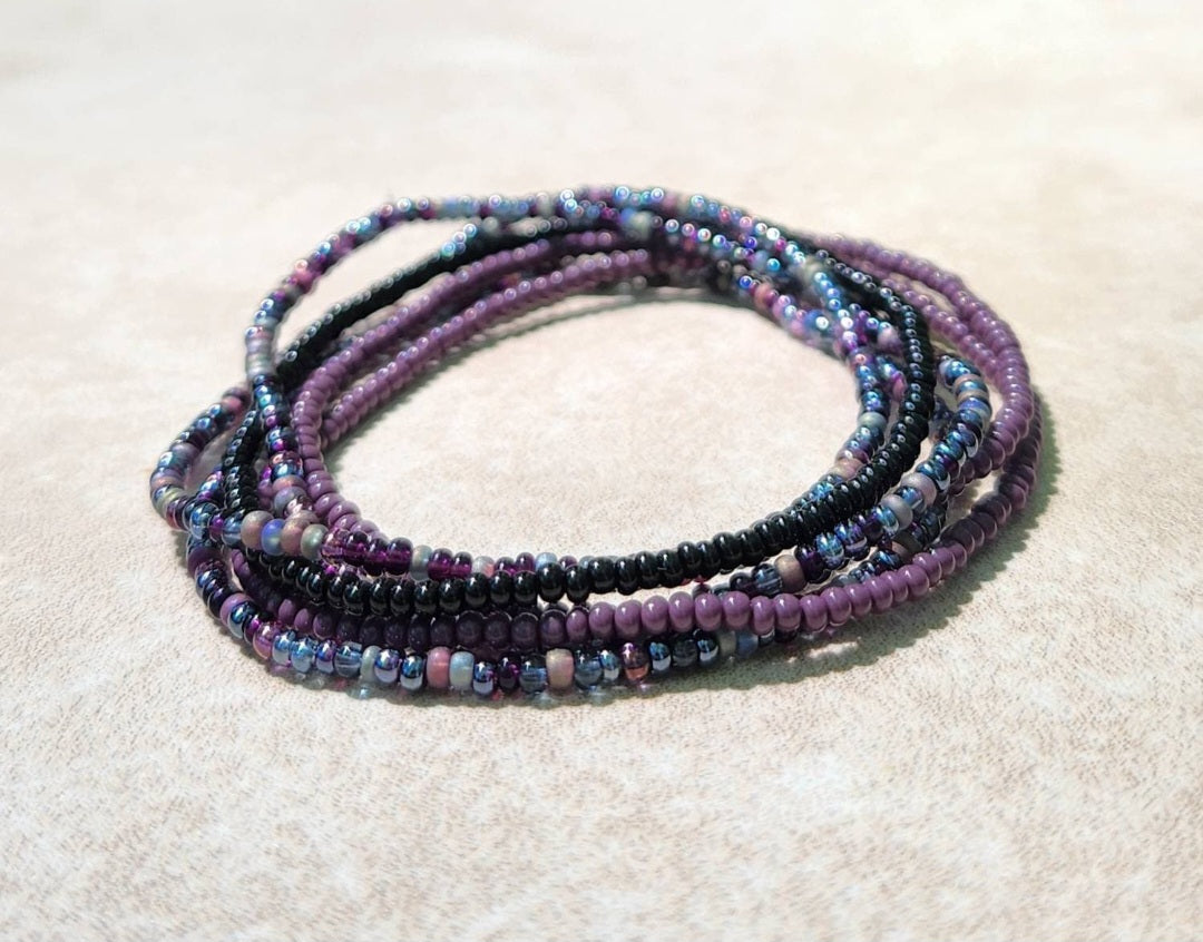 11/0 Berry Blend tiny stretch seed bead bracelet set, stackable dainty stretch seed bead bracelet set