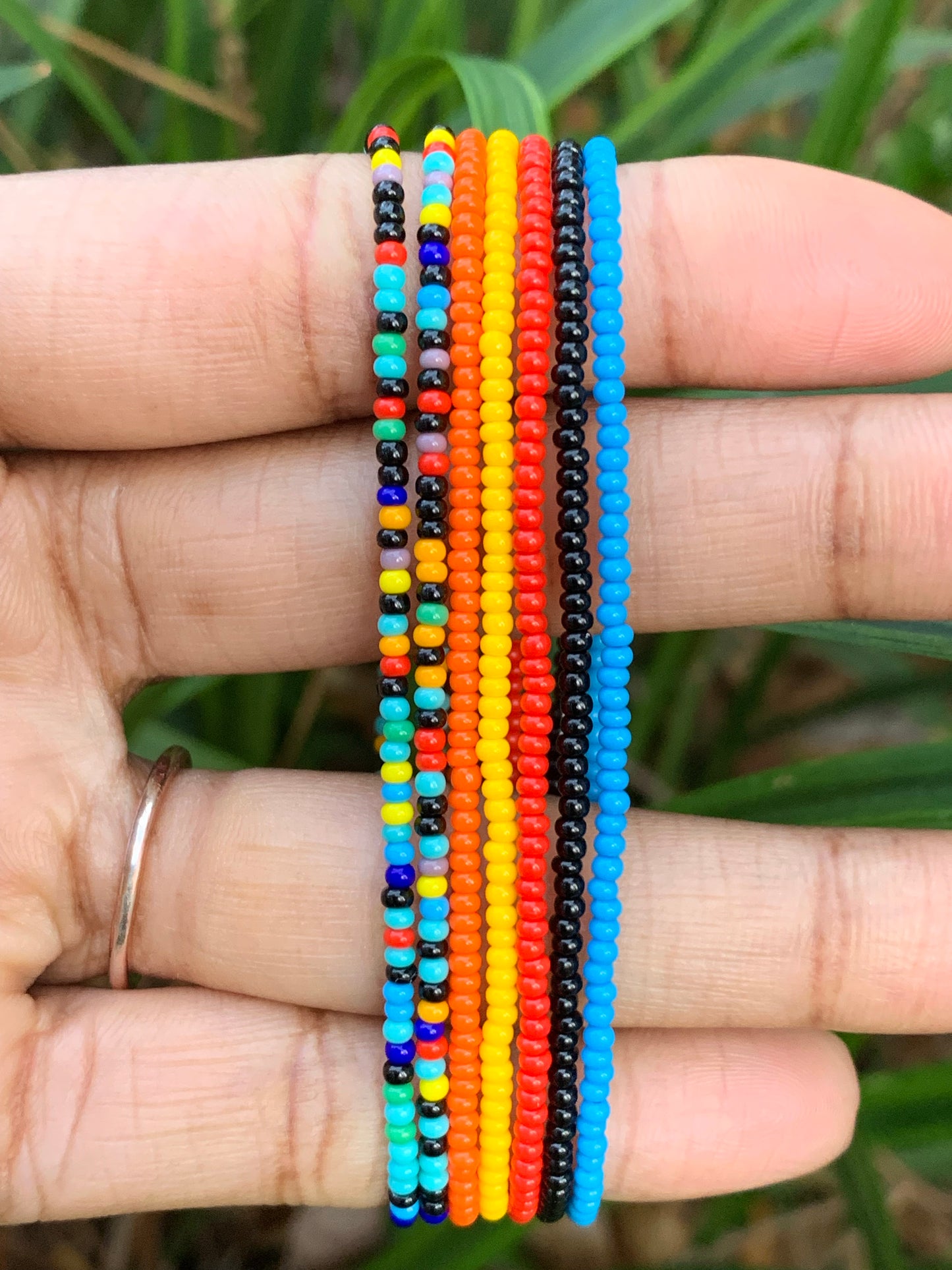 11/0 Tropical Blast stretch tiny stackable seed bead bracelet set