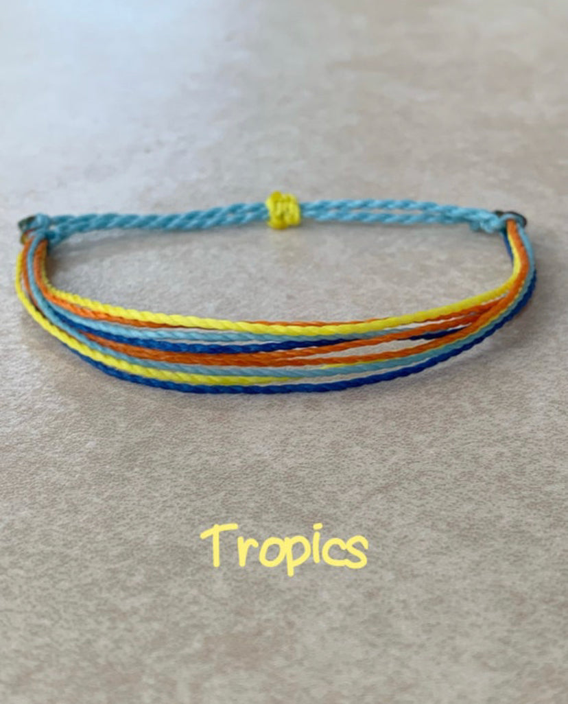 Multicolored Wax String Bracelets, waterproof adjustable wax string bracelet