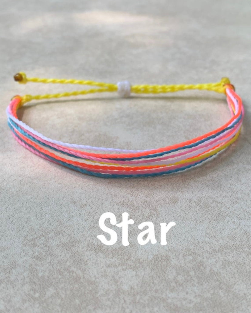 Multicolored Wax String Bracelets, waterproof adjustable wax string bracelet