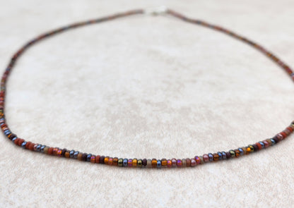 11/0 Earth Tones necklace tiny seed bead necklace