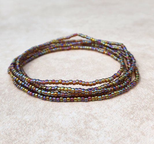 11/0 -WRAP- 36 inch Transparent Light Brown AB Tiny Seed bead wrap bracelet