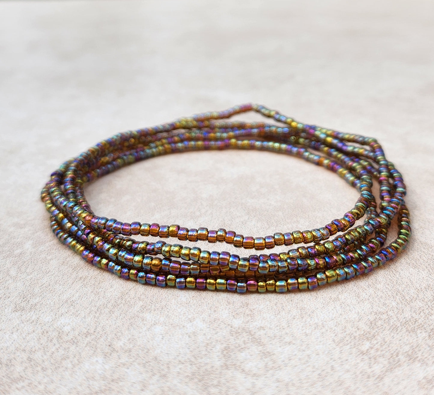 11/0 -WRAP- 36 inch Transparent Light Brown AB Tiny Seed bead wrap bracelet