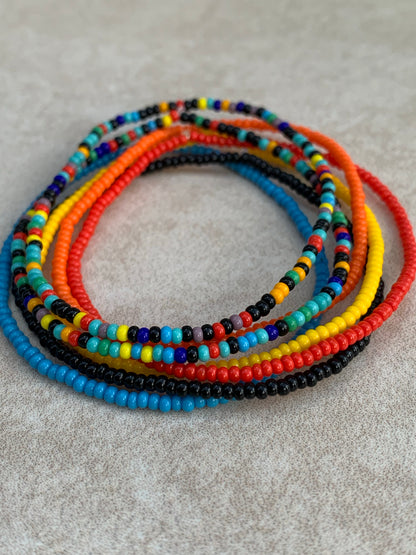 11/0 Tropical Blast stretch tiny stackable seed bead bracelet set