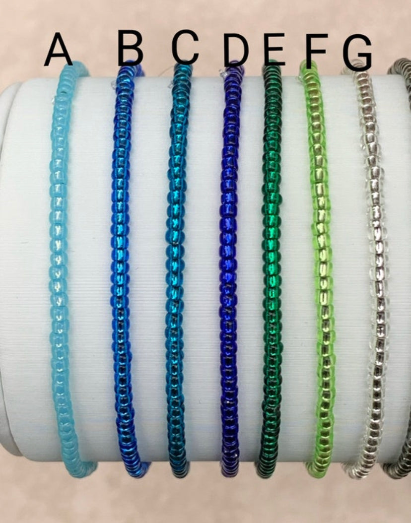 11/0 7 inch Individual tiny stackable Japanese stretch seed bead bracelets, Single dainty stretch seed bead bracelets