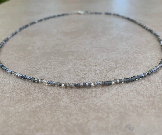11/0 Morning Fog necklace tiny seed bead necklace