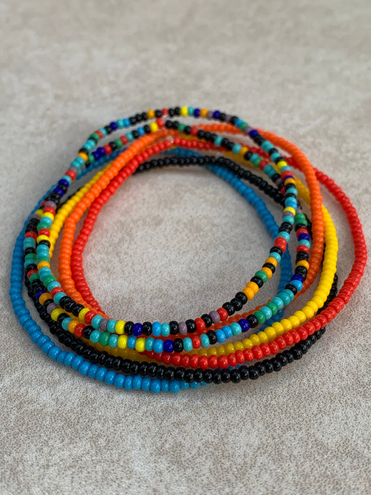 11/0 Tropical Blast stretch tiny stackable seed bead bracelet set
