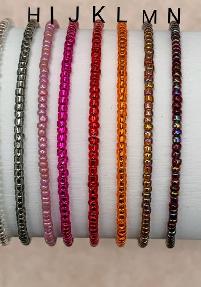 11/0 7 inch Individual tiny stackable Japanese stretch seed bead bracelets, Single dainty stretch seed bead bracelets